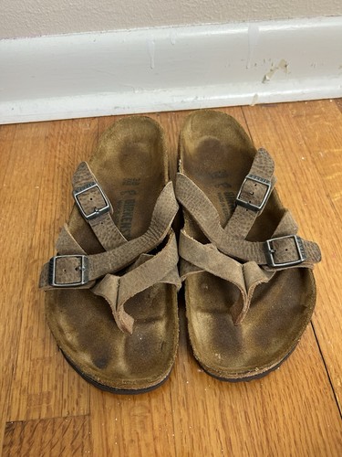Birkenstock Temara Leder Zehenstegsandalen Camberra Old Tobacco Gr. 38 7 RAR!