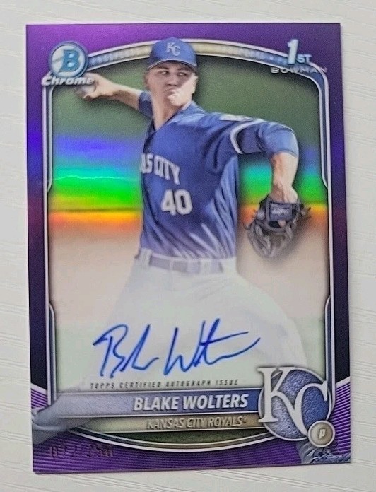 Blake Wolters 1st Bowman Chrome Auto /250 Purple Royals Prospect 2025