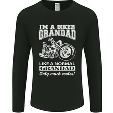 Biker Grandad Motorbike Grandparents Day Mens Long Sleeve T-Shirt