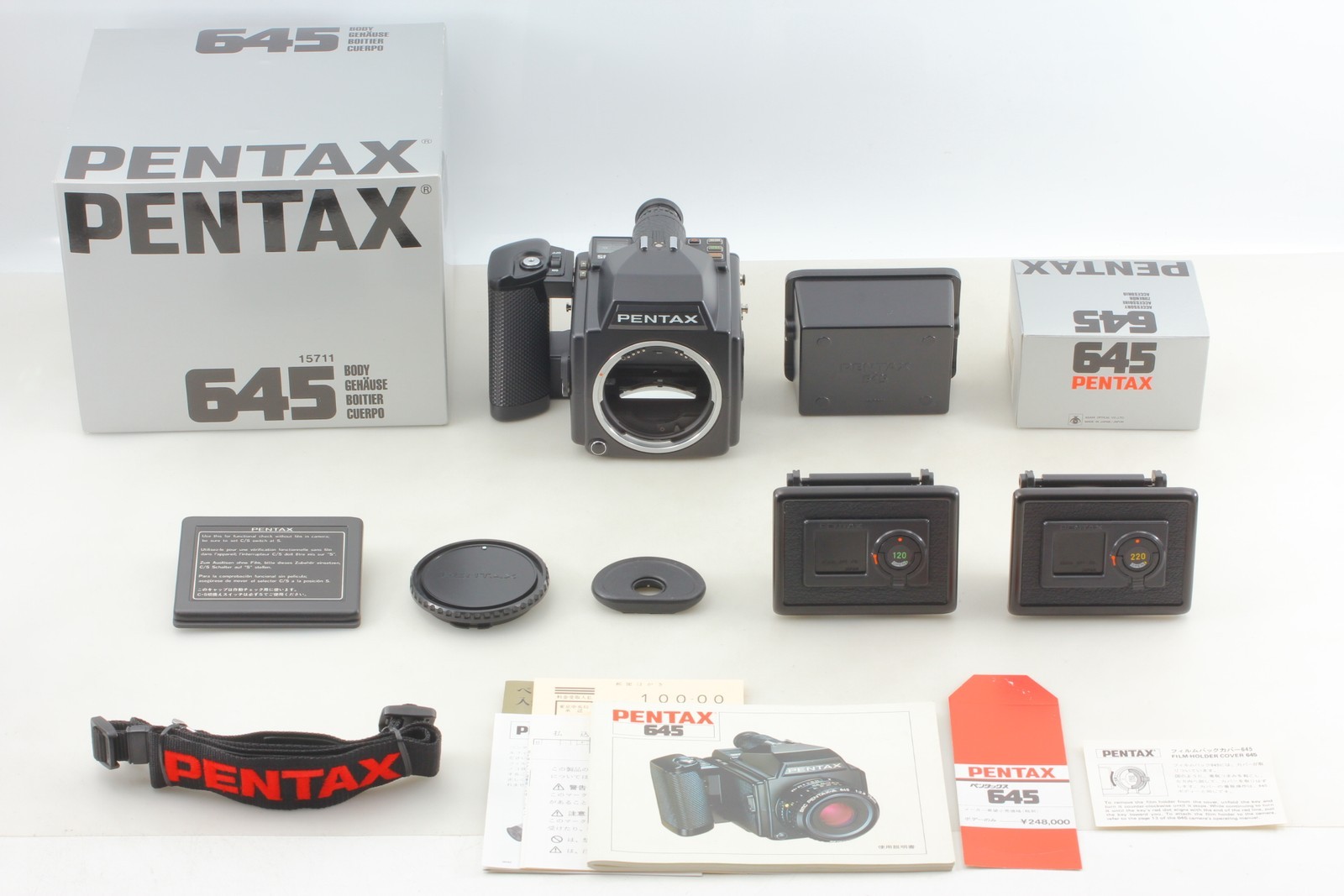 [Unused in Box] Pentax 645 6x4.5 Film Camera w/ 120 & 220 Film Back From JAPAN