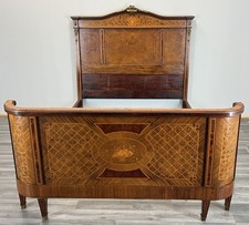 Bed Antique French Style Double Bed Frame Walnut Carved Headboard LOT 4702