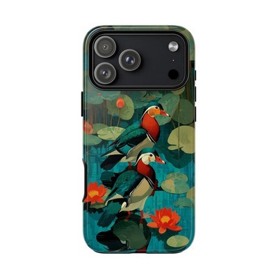 For iPhone/Galaxy/Pixel | Phone Ink Case - Mandarin Ducks Lotus Pond