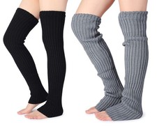 Winter Over Knee Footless Socks Knit Warm Long Leg Warmers Thigh High