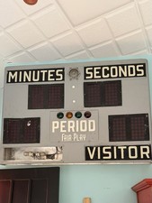 Fair-Play Vintage Hockey Scoreboard Sign Minutes Seconds Period Visitor