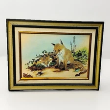 VTG Wildlife Artist RITA PARSONS Baby Foxes "The Inquisitive Twins" 12"x16"