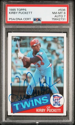 1985 Topps Kirby Puckett #536 Signed Rookie RC PSA/DNA 8 AUTO 7