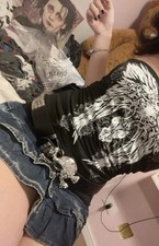 Y2K Vintage Crop Top with Wings Print for Women Alternative Style cute