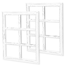 Window Frame Wall Decor 2 Pack - Large 18x22 Inch 18x22 6 Pane Weathered White