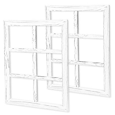  Window Frame Wall Decor 2 Pack - Large 18x22 Inch 18x22 6 Pane Weathered White