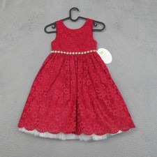 American Princess Dress Girls 6X/7 Red Lace Fit  Flare Rhinestone Belt Party