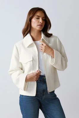 M&Co Women's Boucle Zip Through Jacket - Image 1 of 4
