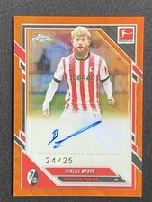 Niklas Beste 2025-26 Topps Chrome Bundesliga Orange Wave Auto /25 #BA-NBE