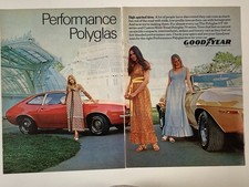 1971 Goodyear Tire Two Page Print Ad Performance Polyglas High Spirited