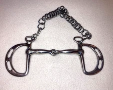 Kimberwick Horse Pony SS Jointed Snaffle Bit with Chain- 4 3/4"