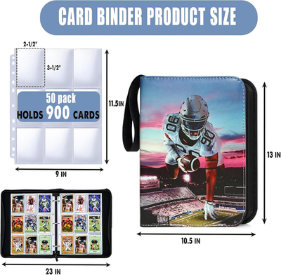 nfl card binder Football Card Binder with Sleeves 900 Pockets, Trading Card Holder  Organizer