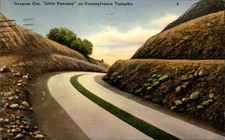 1950 PA Turnpike Little Panama Deepest Cut Everett PA Howard Johnson Postcard