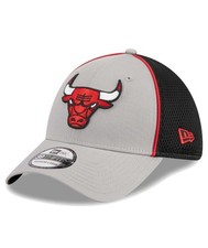 Men's Chicago Bulls New Era Piped Two-Tone 39THIRTY Flex Hat - Gray/Black Med-Lg