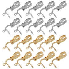 20Pcs Clip-on Earring Converter with Easy Open Loop White Gold