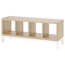 IKEA KALLAX Shelving Unit with Underframe White Black Cube Storage 147x59 Oak Uk