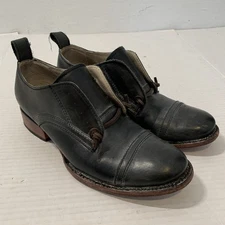 FREEBIRD Womens 8 Shoes FB Mabel Black Gray Leather Distressed Slip On Oxford