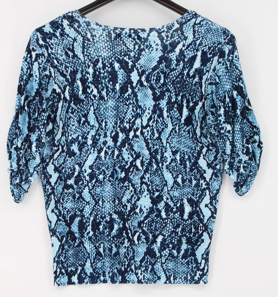 Cárdigan tejido INC International Concepts para mujer XL azul piel de serpiente botón delantero Foto 2 de 4