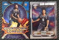 2025 Topps Chrome Stephon Castle Countdown Blue Refractor+Base Rookie SPURS