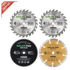 4-Piece Circular Saw Blade Set: 60T HSS, 24T TCT, and Diamond Blades 4-1/2-Inch