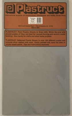 Plastruct 91005 Gray .080'' 12''x7'' Gray ABS 2 Plastic Sheets for Scratch building