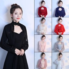 Chiffon Shrug Bolero Bridal Wedding Evening Dress Wrap Shawl Tops Elegant