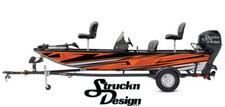 Orange Grey Scratch Torn Lines Design Wrap Fishing Bass Boat Vinyl Decal USA