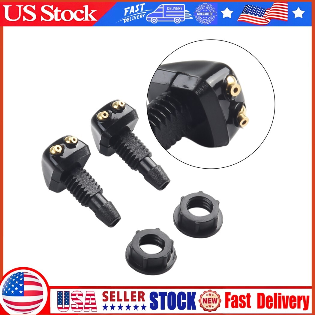 2 Pcs Car Dual Holes Windshield Washer Nozzle Wiper Water Spray Jet Adjustable