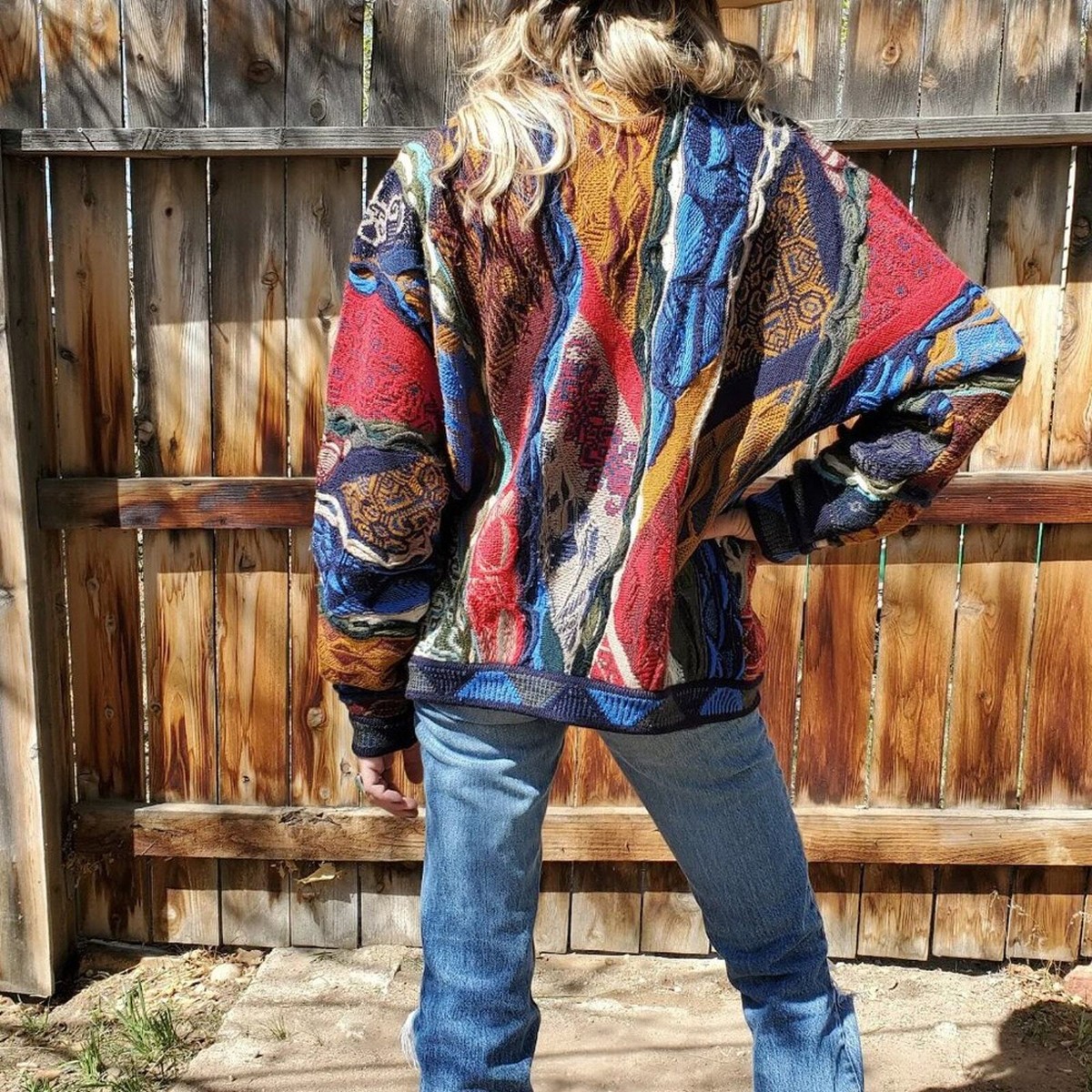 Coogi Vintage 90's Biggie Cosby Multi-Color Button Cardigan Knit