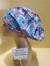 Sparkle Patriotic / 4th of July Women's Euro/Chef Surgical Scrub Hat/Cap