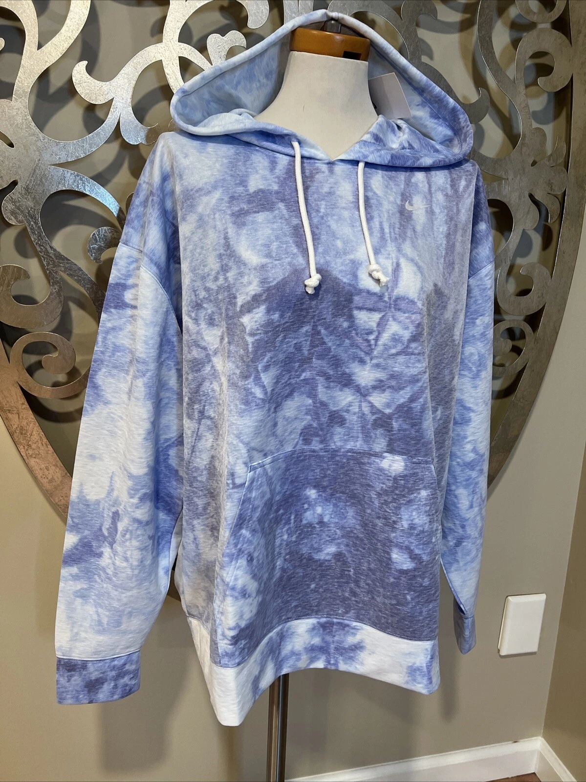 Nike Hoodie Womens Icon Clash 1X Blue Tie Dye Training Pullover Lightweight NWT