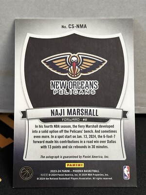 激レア　ハーマイオニー　カード 2023-24 Panini Phoenix #CS_NMA Crusade Naji Marshall Auto