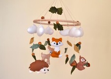 Woodland baby mobile, Fox mobile, forest mobile, hedgehog squirrel deer mobile