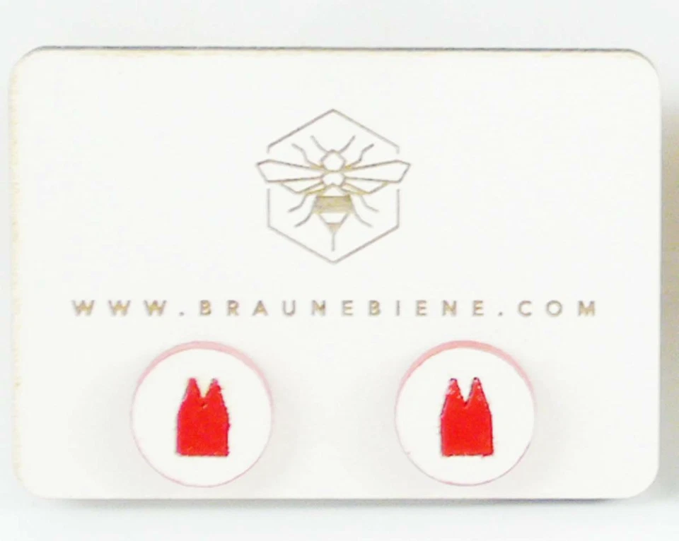 Madera Pendientes Abedul Chapado Hdf Madera Catedral de Colonia Köln Rojo Blanco - Imagen 1 de 1