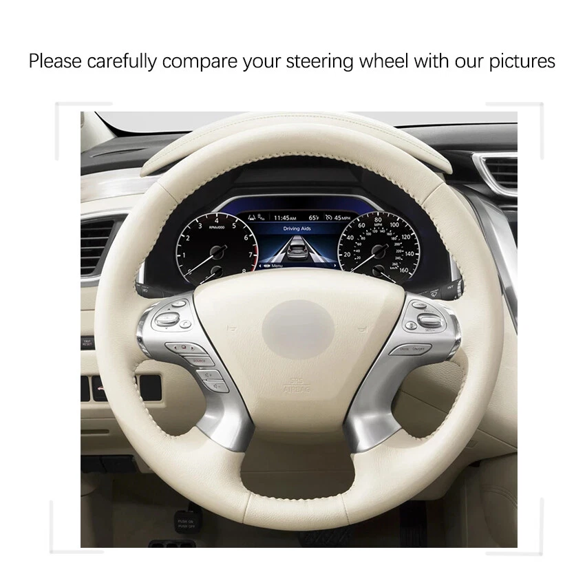 Beige Leather Car Steering Wheel Cover for Infiniti M M30 M35 M37 M56 M30d M35h - Image 3 of 4