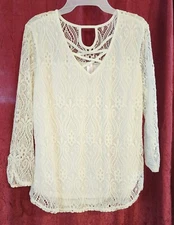 NWT  NO BOUNDARIES Winter White Lace Double Layer Blouse Top XXXL/3XG (21)