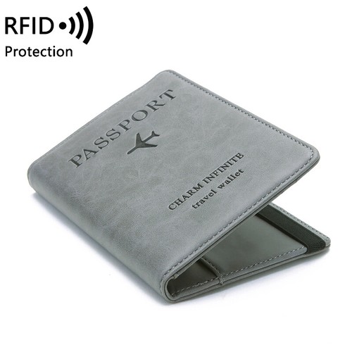 Portafoglio uomo donna passaporto pelle porta carte vaccino biglietto RFID viaggio - Foto 11 di 31