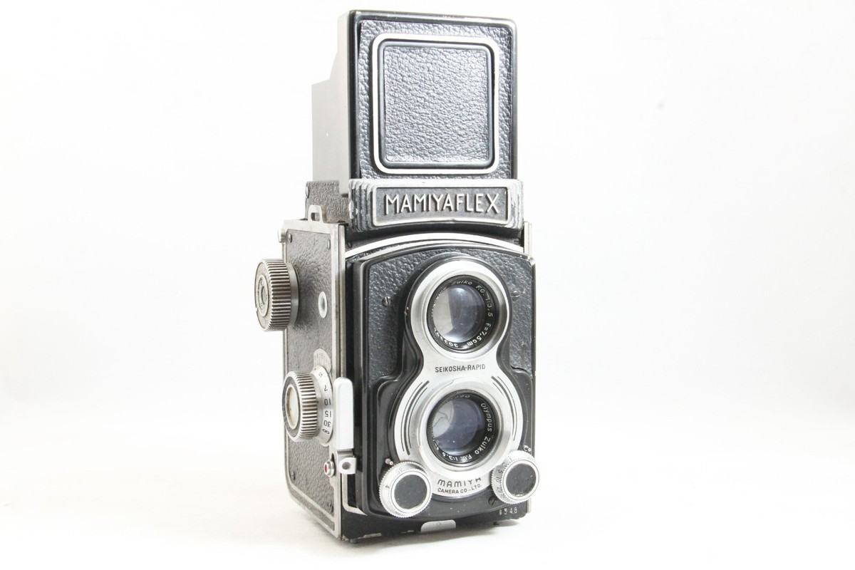RARE Mamiya MAMIYAFLEX TLR Camera Black w/Zuiko FC 7.5cm F3.5 Lens 