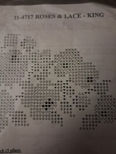 KING PAIR ROSES  LACE STAMPED EMBROIDERY PILLOWCASES 11-4717 HERRSCHNERS