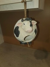 Cow Farm Decor Resin Birdhouse, 5"x4", wrens & small birds