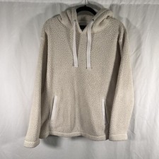Abercrombie Fitch Hoodie Women's Large Off White Sherpa Drawstring Pullover