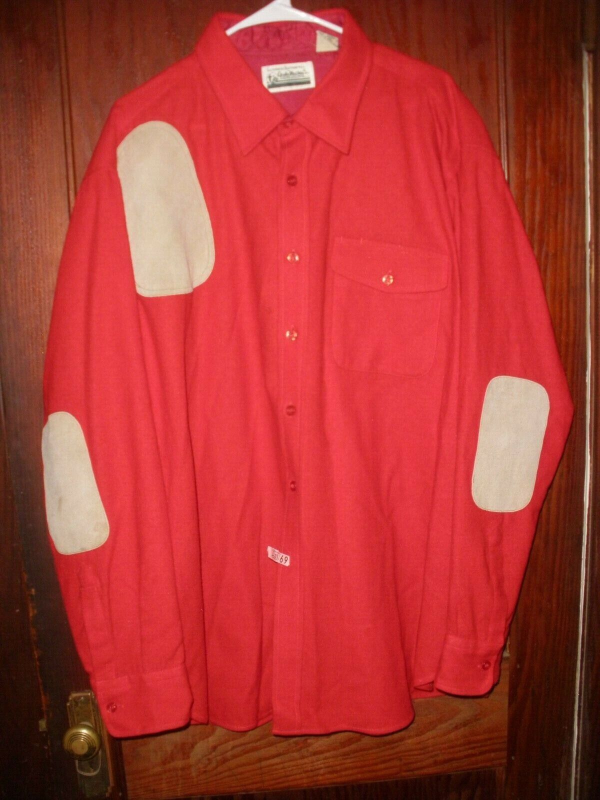 Vintage Mens Gander Mountain Red Shooting Shirt with Suede Patches 3XL Tall