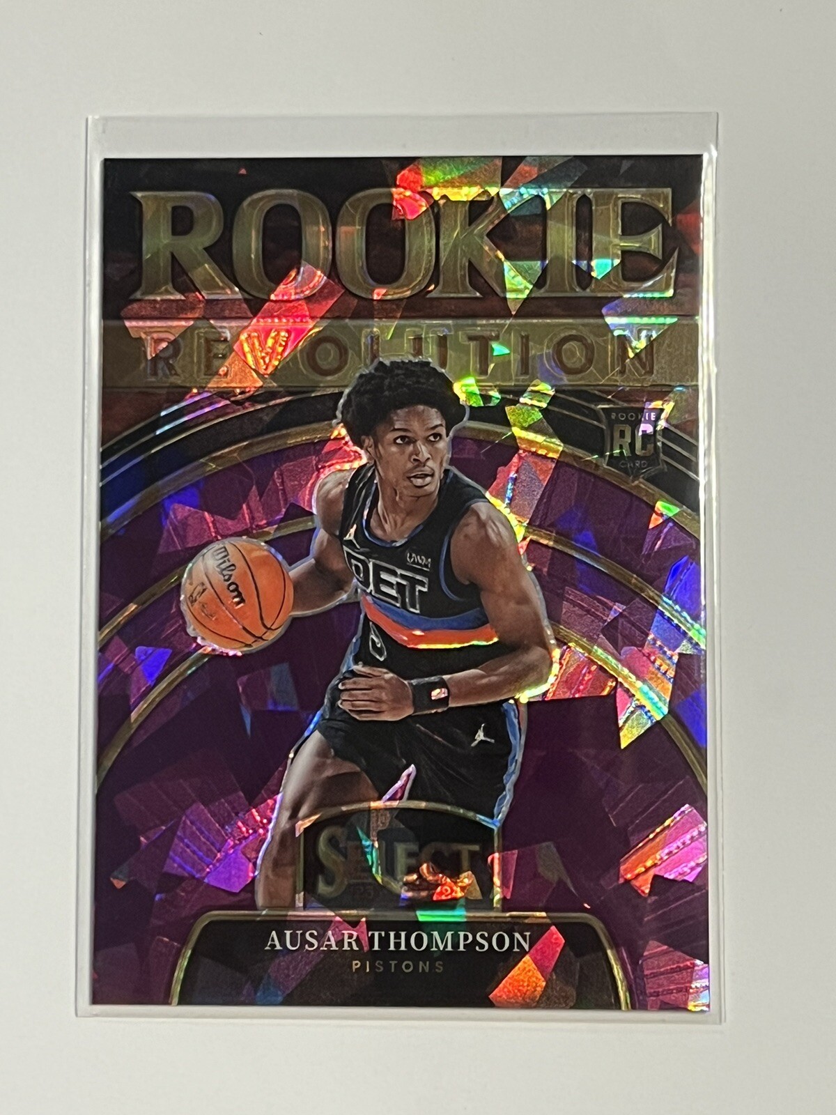 2023-24 Panini Select Ausar Thompson Rookie Revolution Purple Cracked Ice /75 RC
