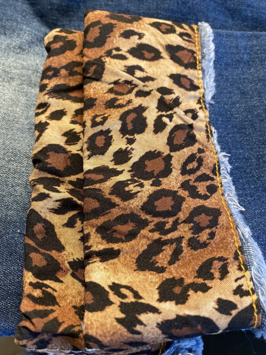 Leopard Print Leopard Patch Skinny Jeans Womens Mid Rise Leopard