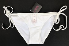 La Senza Side Tie with Broderie Anglaise Lace Bikini Bottoms 6 SOLID WHITE BNWT