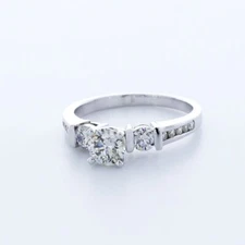 1.34ct H/SI1 Round Natural Diamonds 18k White Gold Classic Three-Stone Ring