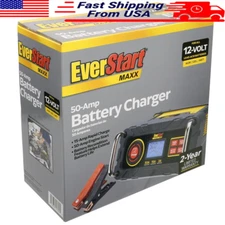 15 Amp Battery Charger W/ 50 Amp Engine Start Smart Charge LCD Display Automatic